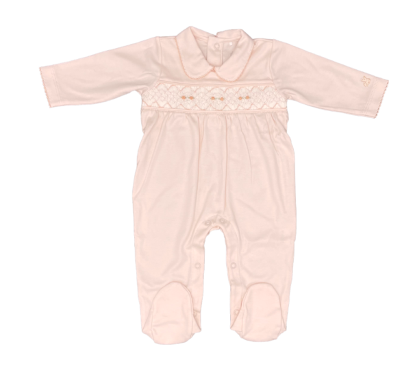 Smock Flowers Baby Girl Sleepsuit Long Sleeved