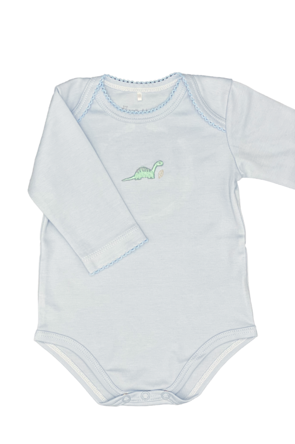 Dino Embroidered Bodysuit in Blue