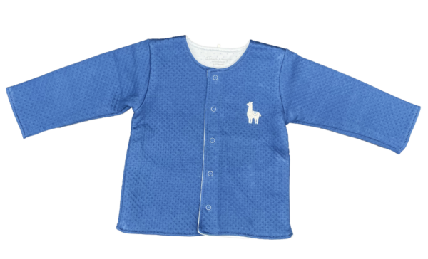 Blue Jacquard Embroidered Llama Cardigan