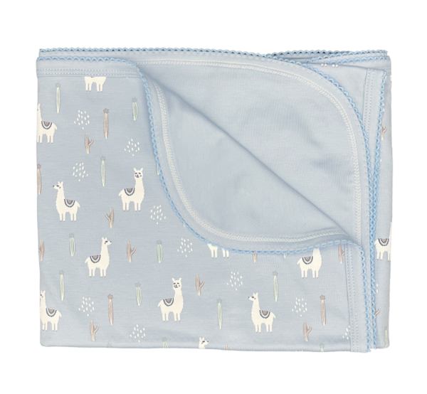 Blue Llamas Print Blanket