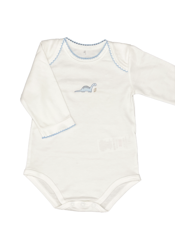 Dino Embroidered Bodysuit in White