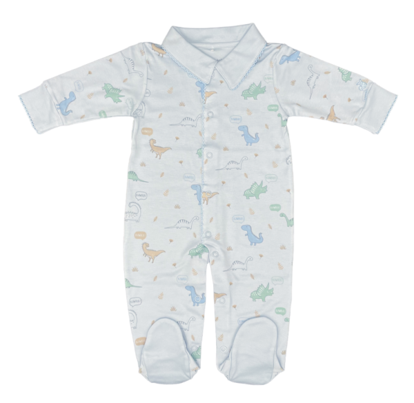 Dino Print Sleepsuit in Blue