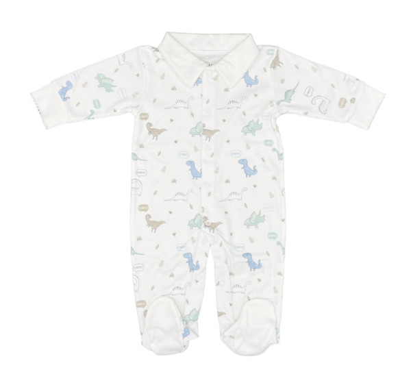 Dino Print Sleepsuit in White