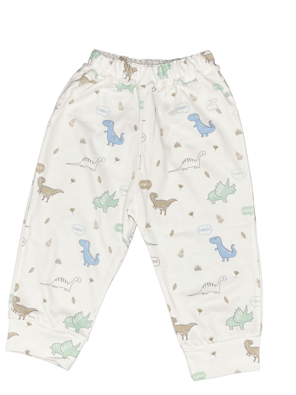 Dino Print Trousers in White – Earth & Baby