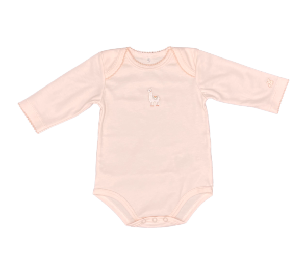 Llama Embroidered Bodysuit in Pink