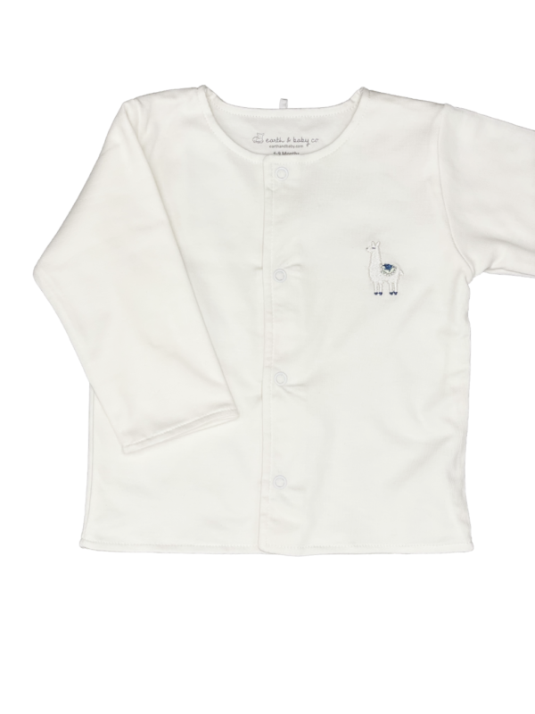 Llama Embroidered Cardigan in White