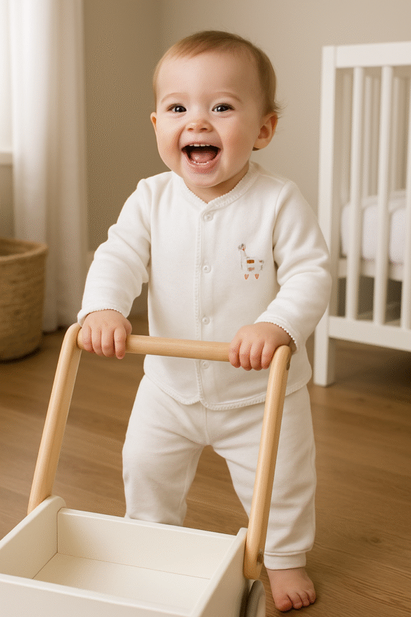 Llama Embroidered Cardigan in White