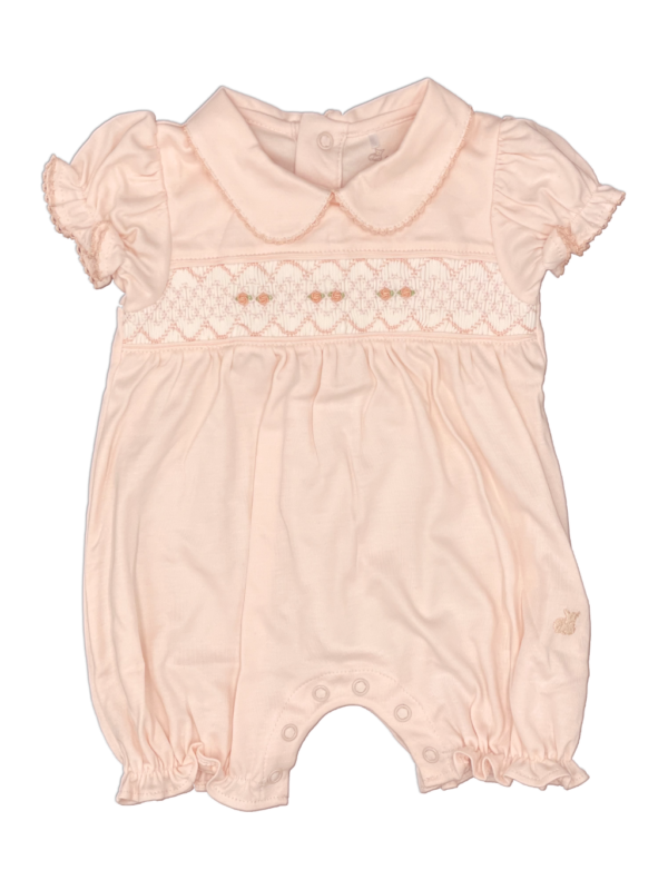 Smock Flowers Baby Girl Short Sleeves Sleepsuit