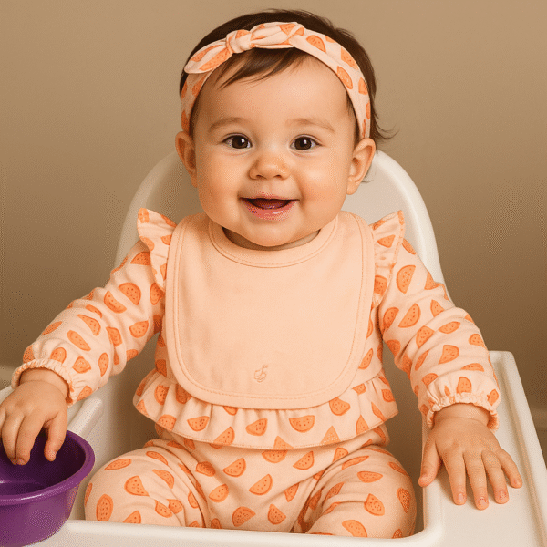 Watermelons Romper, Bib & Headband Set Pink